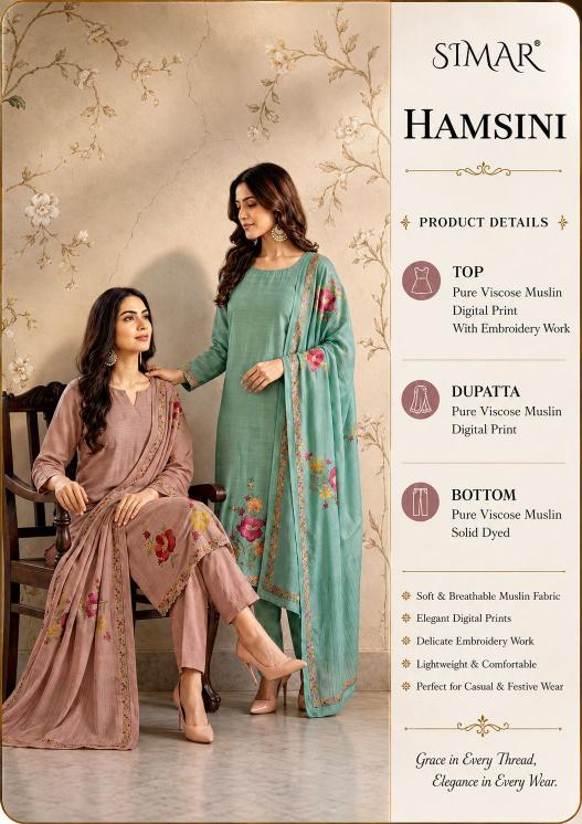 Glossy simar hamsini wholesale market in ahmedabad for dress materials